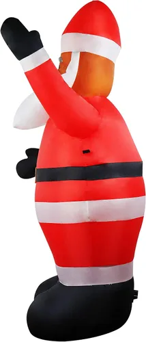 Vista 7 de Santa Claus inflable de Navidad de 6 pies - Papá Noel inflable negro para decoración de jardín, inflables navideños