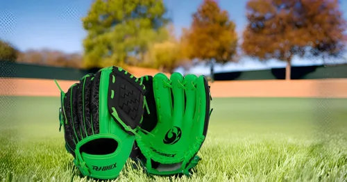 Vista 4 de PHINIX Guantes de béisbol para jugar y entrenar de 8.5 a 9 pulgadas Verde sin bola