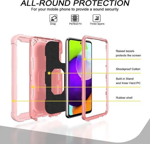 Vista 3 de Asuwish Funda de teléfono para Samsung Galaxy A52/A52S 5G con soporte de anillo, resistente, a prueba de golpes, cuerpo completo, resistente