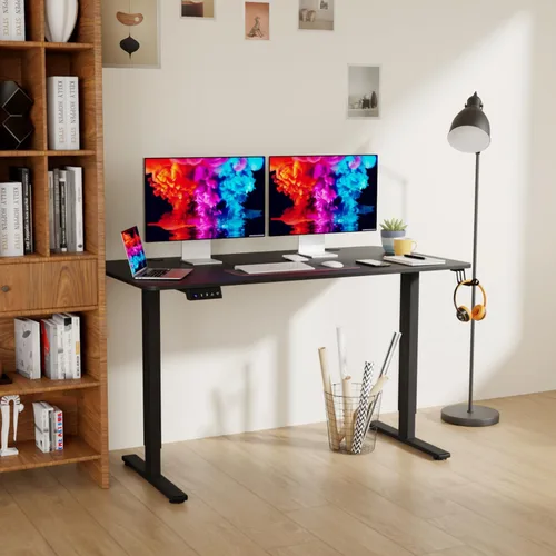 Vista 12 de Estación de trabajo de computadora de altura ajustable, escritorio eléctrico de pie para sentarse, mesa de computadora que se eleva hacia arriba