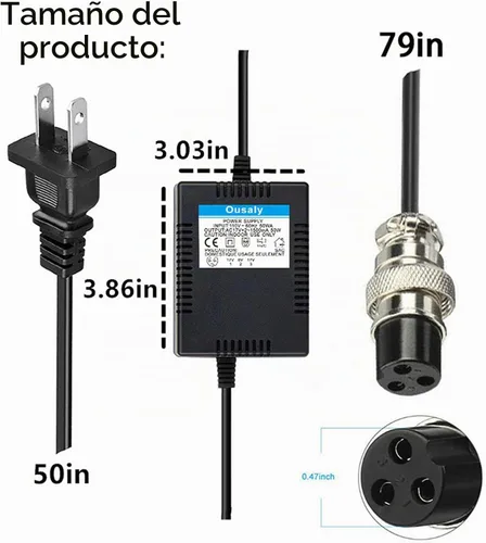 Vista 2 de AC17VX2 1500mA para mezclador de consola mezcladora Adaptador de corriente alterna Conector de 3 pines Enchufe para Yamaha