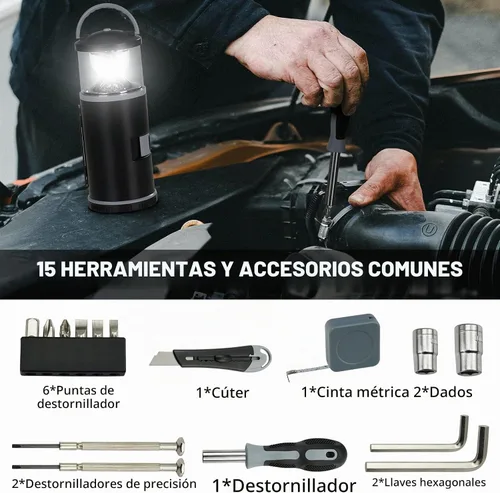 Vista 3 de Regalo de Navidad para él, linterna LED de campamento, multiherramienta y equipo de pesca para exteriores, camping, senderismo, regalos
