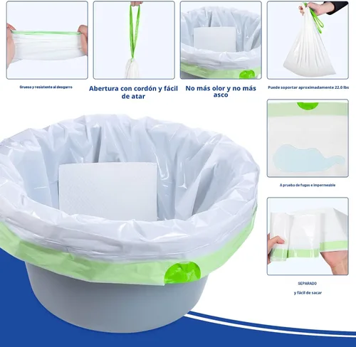 Vista 3 de Kovevo Paquete de 60 Forros para Inodoro Portátil con Almohadillas Absorbentes, 60 Forros para Inodoro Portátil de Cabecera y 60 Almohadillas