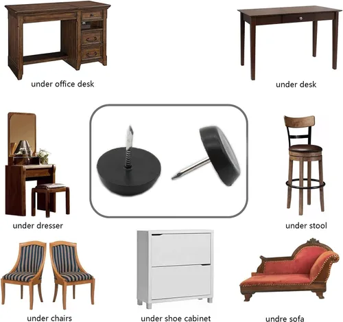 Vista 7 de 50 almohadillas redondas de nailon para muebles, resistentes para clavos en muebles, protectores de suelo de madera dura para silla, mesa Negro