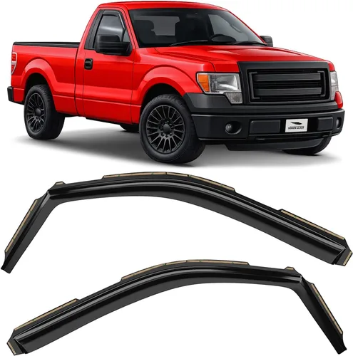 Vista 65 de Voron Glass Protectores de lluvia extra duraderos con cinta adhesiva para Chevrolet (Chevy) Silverado 2500HD/3500HD 2007-2014 cabina extendida Negro