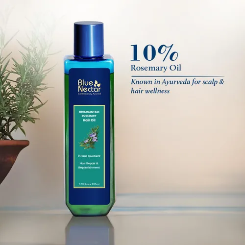 Vista 4 de Blue Nectar Aceite de cuero cabelludo ayurvédico de romero y bhringraj para el crecimiento del cabello con amla, 3.38 onzas líquidas