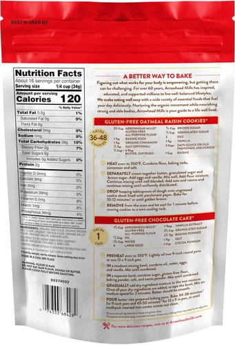 Vista 2 de Arrowhead Mills Harina orgánica multiusos sin gluten, bolsa de 20 onzas