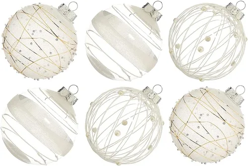 Vista 13 de XmasExp - Juego de adornos de bola de Navidad, 2.76 pulgadas, grandes, inastillables, transparentes, con brillantina, decoración de árbol de Beige