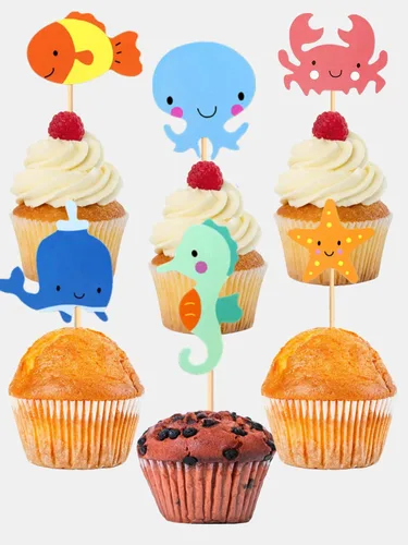 Vista 3 de Decoración para cupcakes para decoración de tartas, fiestas temáticas náuticas, baby shower, suministros de cumpleaños para niños