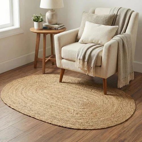 Vista 15 de Super Area Rugs Alfombra de yute – Alfombra reversible de fibra natural – Revestimiento ecológico para suelo de cocina – Puerta tejida a mano