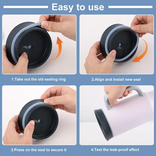 Vista 4 de 4 piezas de repuesto de junta para vaso Owala de 40 onzas, vaso de acero inoxidable de 40 onzas O Shaped Rubber Lid Seal Ring Water Bottle