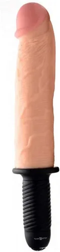 Vista 5 de The Curved Dicktator 13 Mode Vibrating Giant Dildo Thruster - Carne