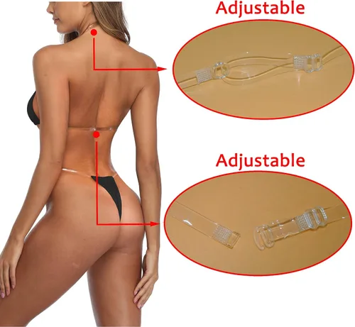 Vista 3 de SHERRYLO Tanga Bikini Correas transparentes Cheeky Brasileño Micro Tangas Bikinis Traje de baño para las mujeres Sexy No Tan Line Traje de baño