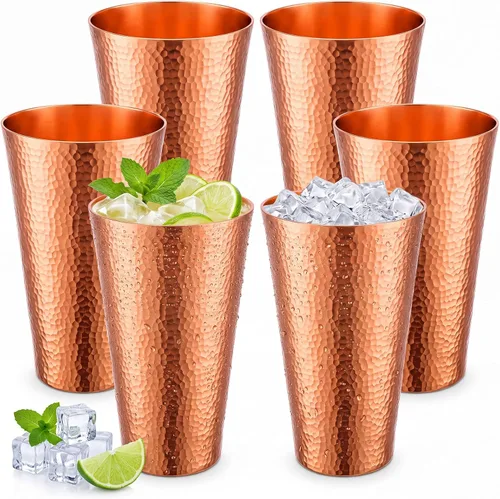 Vista 9 de Paquete de 6 vasos de cobre 100% puro para beber