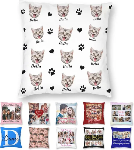 Vista 9 de Funda de almohada personalizada con texto de imagen, funda de almohada con foto personalizada, diseño personalizado para mamá, papá, amigos