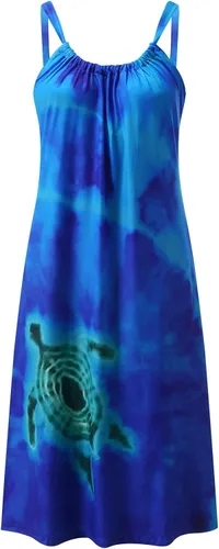 Vista 4 de Oiumov - Vestidos de verano para mujer, vestido midi con estampado de dibujos animados, vestido floral, sin mangas, casual, bohemio, vestido sin