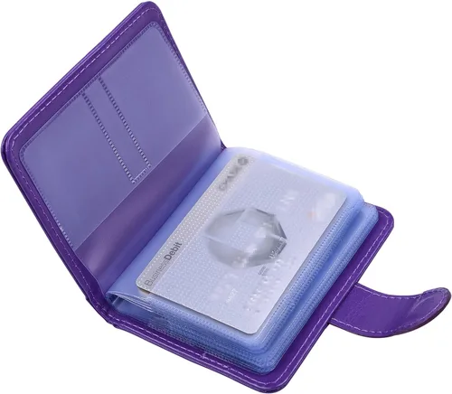 Vista 11 de Wisdompro Soporte para tarjetas de crédito, cartera delgada de cuero con bloqueo RFID, protector organizador de tarjetas de débito
