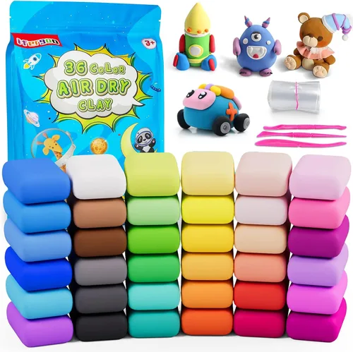 Vista 12 de ifergoo Arcilla seca al aire para niños - Kit de arcilla mágica de moldeo de 102 colores, seguro y no tóxico, juguetes de arte y manualidades