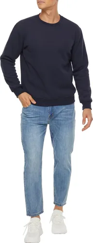 Vista 6 de MAGCOMSEN Sudaderas con forro de sherpa para hombre, sudadera básica de invierno con cuello redondo