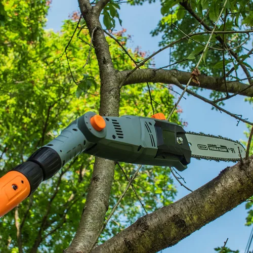 Vista 7 de Scotts Outdoor Power Tools PS45010S - Sierra de poste eléctrica con cable de 10 pulgadas, 8 amperios, cabeza ajustable, barra y cadena Oregon