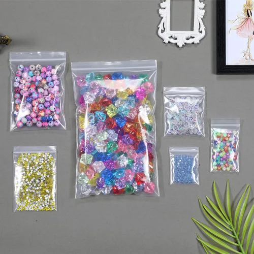 Vista 3 de 200 unidades de 5,1 x 7,6 cm, bolsas de plástico gruesas, transparentes, pequeñas, con cierre de cremallera, de 4 mil, resistentes, para collares