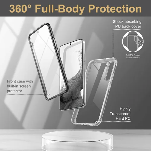 Vista 5 de SURITCH Funda transparente para Samsung Galaxy S22 de 6.1 pulgadas (solamente), [protector de pantalla integrado] carcasa rígida protectora