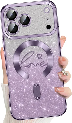Vista 9 de Misscase Funda para iPhone 16 Pro Case Magnética con Purpurina con Protector Completo de Lente de Cámara, [Compatible con MagSafe] Linda Funda