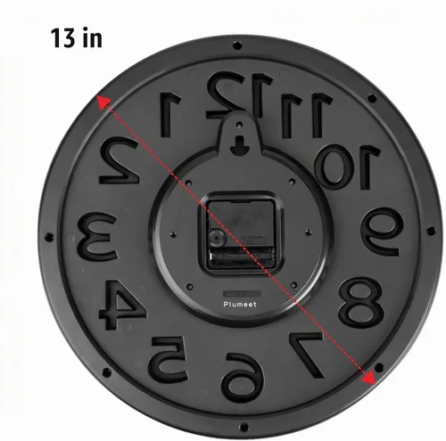 Vista 7 de Plumeet reloj de pared grande de 13 pulgadas, silencioso, sin tictac, de cuarzo, para decoración de sala de estar, estilo moderno, adecuado