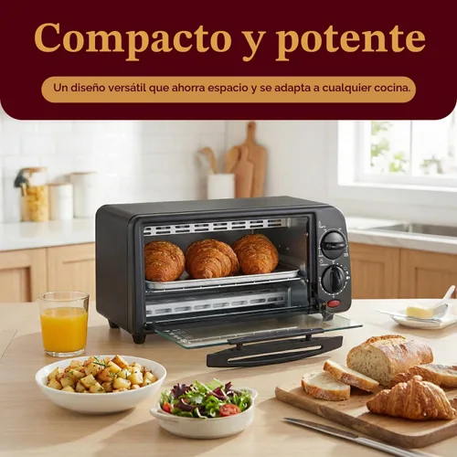 Vista 2 de Elite Gourmet ETO236 - Horno tostador personal compacto de 2 rebanadas para encimera con temporizador de 15 minutos y temperatura ajustable