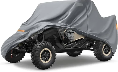 Vista 18 de Cubierta impermeable para UTV compatible con Polaris, cubierta para exterior de 6 capas con ventilaciones de aire, cremallera en la puerta