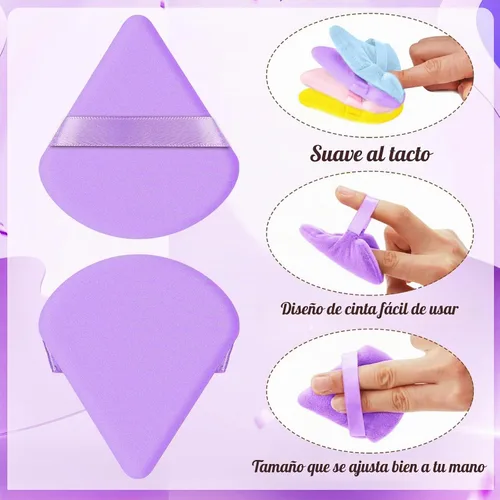 Vista 3 de Skylety 120 piezas de esponja de maquillaje triangular suave para polvo, esponja de belleza para polvo suelto, base cosmética, licuadora Bright