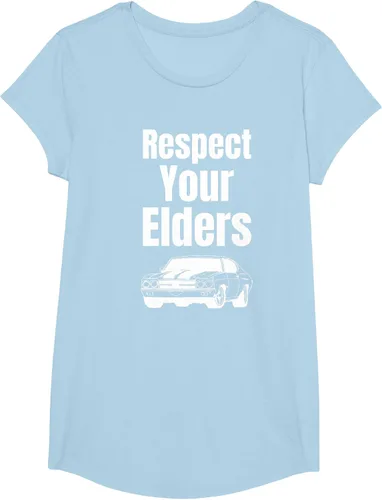 Vista 14 de Divertido regalo de auto para chicos – Respect Your Elders Classic Muscle Car Camiseta, Negro, S