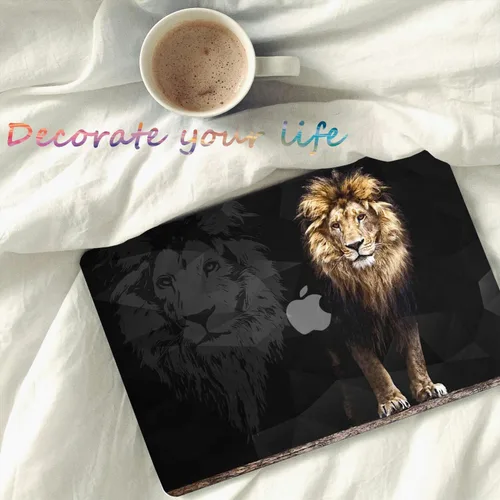 Vista 2 de Funda protectora para MacBook Air 2024 2023 de 15 pulgadas M2 M3 Retina/Touch ID A2941 A3114, carcasa rígida de plástico negro para laptop y León 801