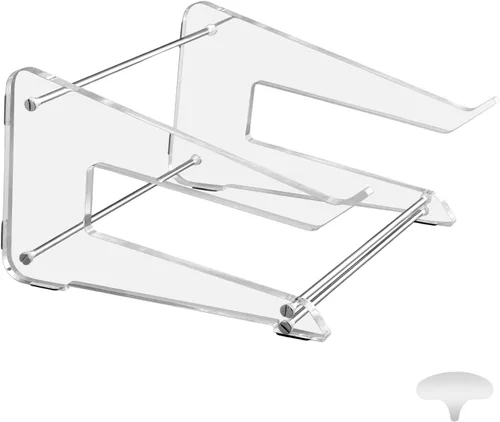Vista 2 de Bibabala Soporte para laptop, soporte acrílico para computadora de escritorio, elevador ergonómico para computadora, soporte grueso transparente