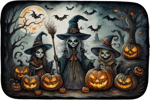 Vista 59 de Caroline's Treasures DAC2223DDM Tapete de secado de platos de Halloween espeluznante de gato negro, tapete absorbente para secado de platos