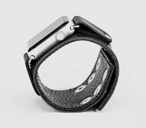 Vista 8 de Correa de cuero cosida ancha compatible con Apple Watch de 1.496 in 1.575 in 1.614 in 1.654 in 1.732 in 1.772 in 1.811 in 1.929 in, hecho a mano UA