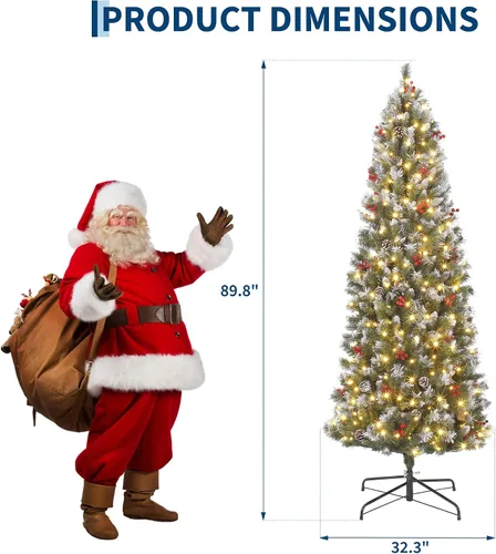 Vista 2 de IDEALHOUSE Árbol de Navidad artificial preiluminado de 7.5 pies Blanco