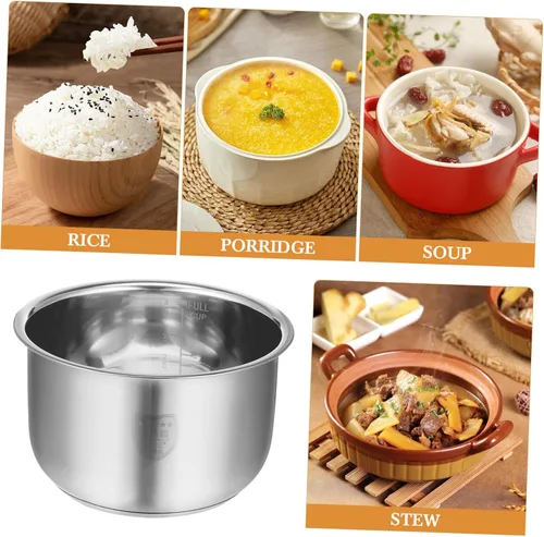 Vista 6 de Cabilock Inner Pot - Olla de cocina interior de 2 litros de acero inoxidable para arrocera de acero inoxidable, recipiente de repuesto para olla