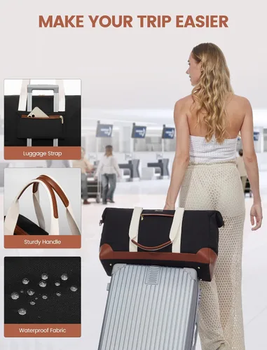 Vista 2 de LOVEVOOK Bolsa de viaje para mujer, bolsas de fin de semana, Negro -, Casual