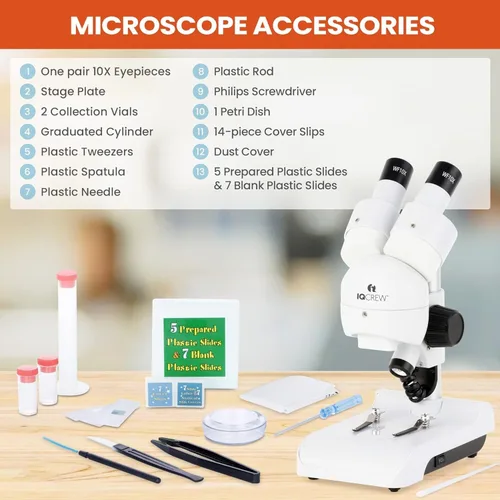 Vista 4 de AmScope - Microscopio estéreo portátil todo en uno de lujo 30X con doble iluminación LED y kit de accesorios - SE122