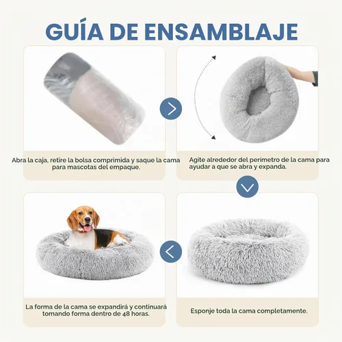 Vista 7 de DUMOS Cama para perro XL de 37.4 x 37.4 pulgadas para uso en interiores 2-Gris