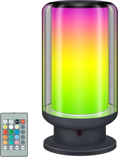 Vista 8 de BIGMONAT Lámpara de mesita de noche para niños con control remoto, luz LED de escritorio que cambia de color con ajuste de temporizador, luz