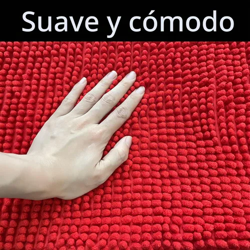 Vista 4 de Chenille Bath Mat Microfiber Floor Mat Baby Bath Mat for Kids Washable Bathroom Dry Fast Water Absorbent Shower Mat Area Rug (15.3" x 23.2", Red)