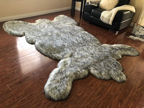 Vista 23 de LAMBZY - Alfombra de piel de oveja sintética súper suave hipoalergénica sedosa, estilo peluche de oso, para sala de estar, habitación de niños, sofá