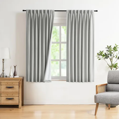 Vista 43 de Vision Home Cortinas marrones con pliegues pinzados, opacas completas, cortinas de ventana de lino mezclado para oscurecer la habitación, cortinas