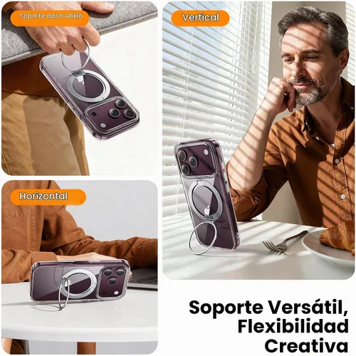 Vista 4 de Soporte de anillo de 360° para iPhone 18 Pro, transparente
