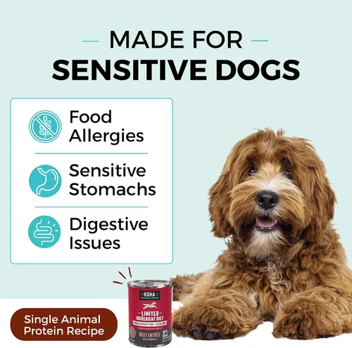Vista 3 de KOHA Dieta de Ingredientes Limitados Entrada de Carne de Res para Perros - Comida Húmeda para Perros Sin Granos Sin Rellenos - Comida para Perros