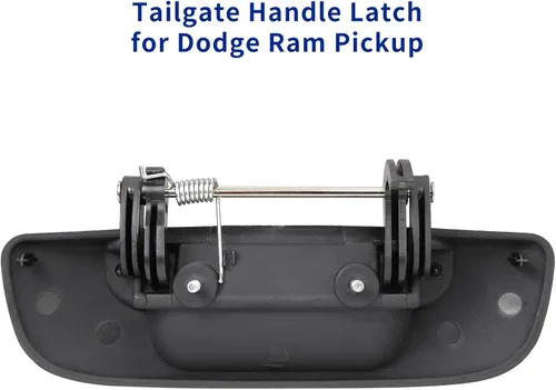 Vista 3 de Pestillo de manija del portón trasero para Dodge Ram 1500 2500 3500 2002-2009, sustituye a 80165, 55276237AA, negro