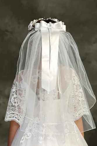 Vista 5 de iGirlDress Corona de flores blancas y perlas para niñas de primera comunión