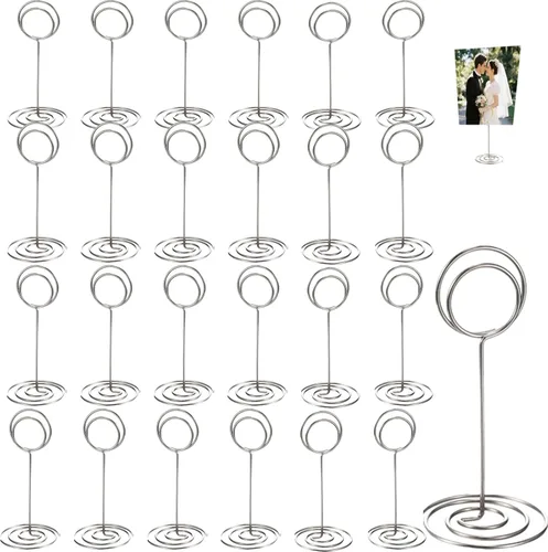 Vista 9 de Paquete de 24 soportes negros para números de mesa, centros de mesa de recepción de boda resistentes para tarjetas de mesa, menús, soporte